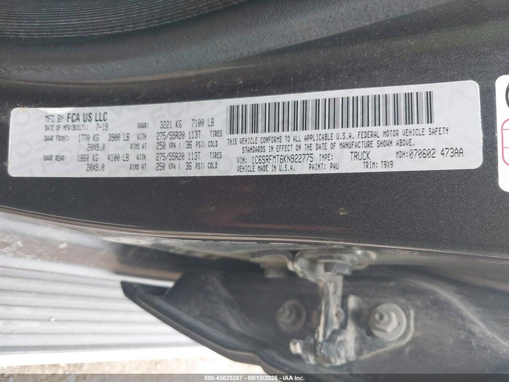 1C6SRFMT6KN922775 2019 RAM 1500 photo no. 9
