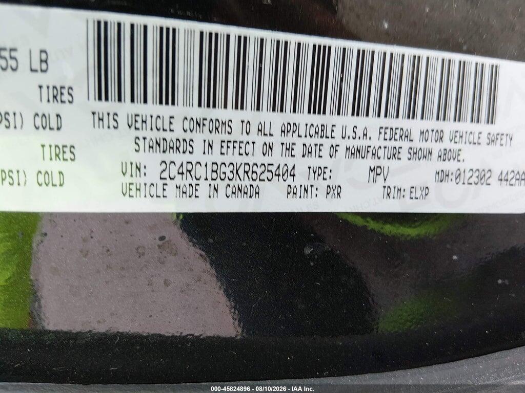 2C4RC1BG3KR625404 2019 CHRYSLER PACIFICA photo no. 9
