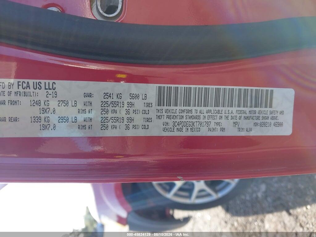 3C4PDDEG3KT701797 2019 DODGE JOURNEY photo no. 9