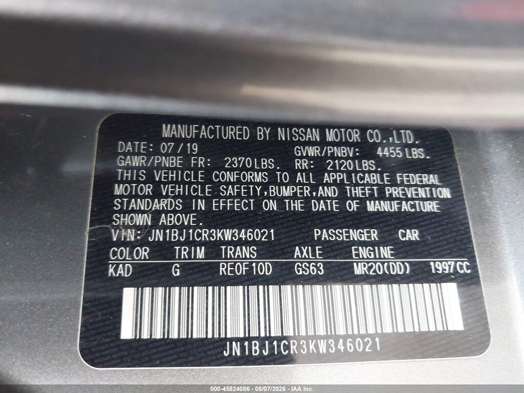 JN1BJ1CR3KW346021 2019 NISSAN ROGUE SPORT photo no. 9