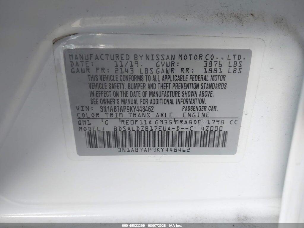 3N1AB7AP9KY448462 2019 NISSAN SENTRA photo no. 9