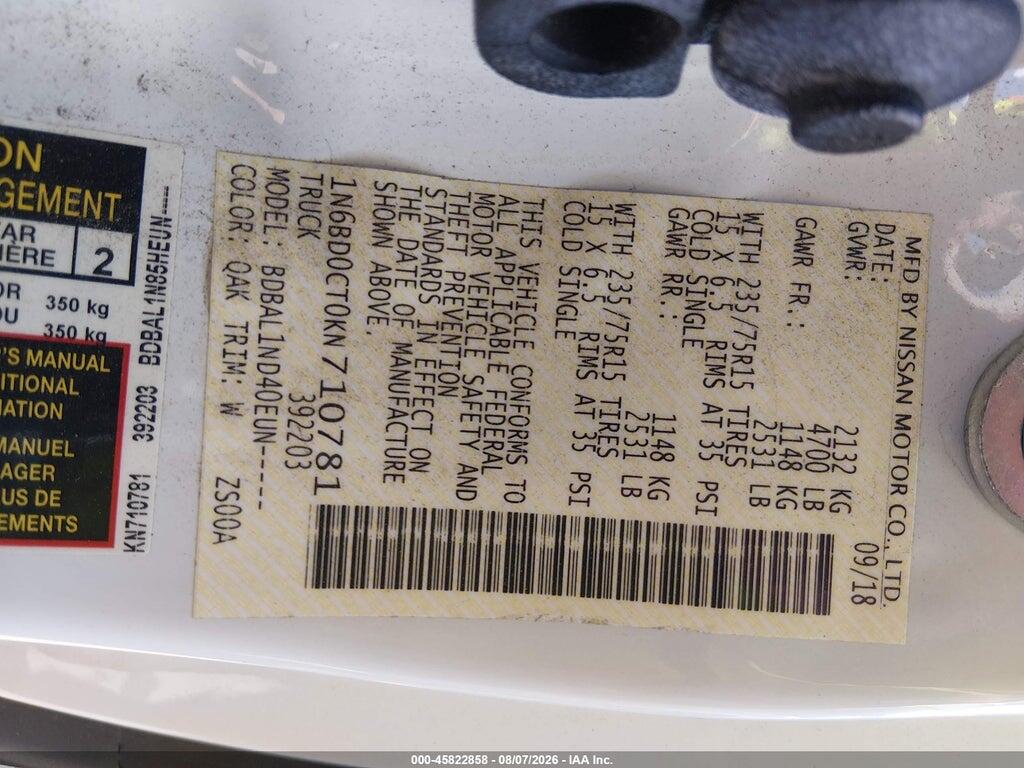 1N6BD0CT0KN710781 2019 NISSAN FRONTIER photo no. 9