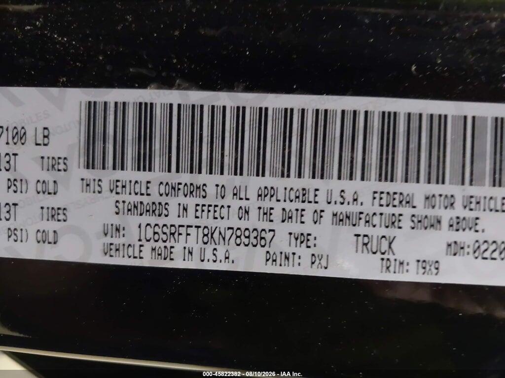 1C6SRFFT8KN789367 2019 RAM 1500 photo no. 9