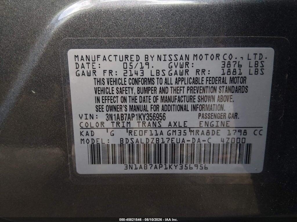 3N1AB7AP1KY356956 2019 NISSAN SENTRA photo no. 9