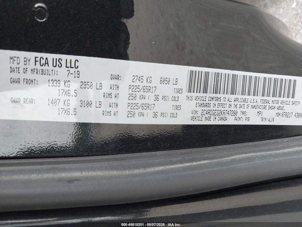 2C4RDGEG2KR747280 2019 DODGE GRAND CARAVAN photo no. 9