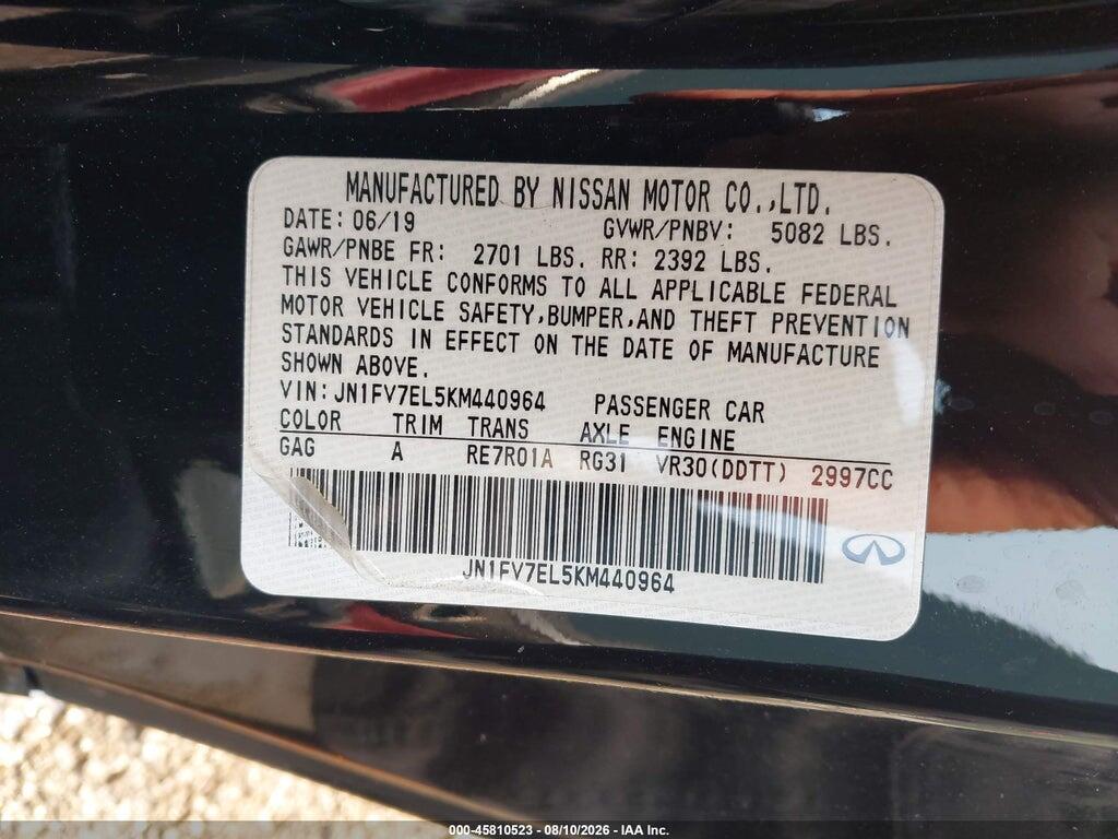 JN1FV7EL5KM440964 2019 INFINITI Q60 photo no. 9