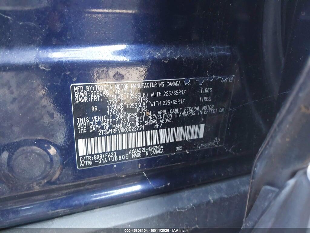2T3W1RFV8KC023721 2019 TOYOTA RAV4 photo no. 9