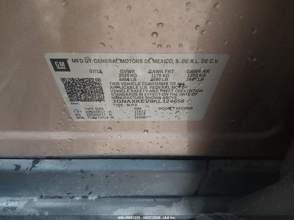 3GNAXKEV8KL124658 2019 CHEVROLET EQUINOX photo no. 9