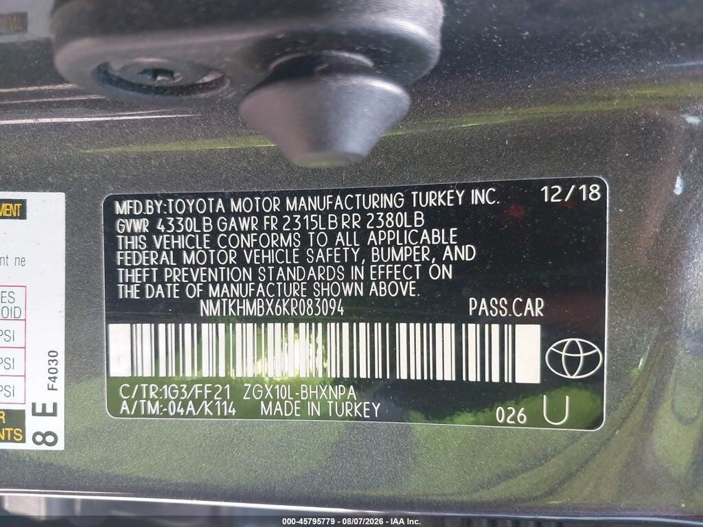 NMTKHMBX6KR083094 2019 TOYOTA C-HR photo no. 9