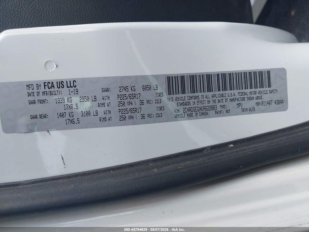 2C4RDGEGXKR622883 2019 DODGE GRAND CARAVAN photo no. 9