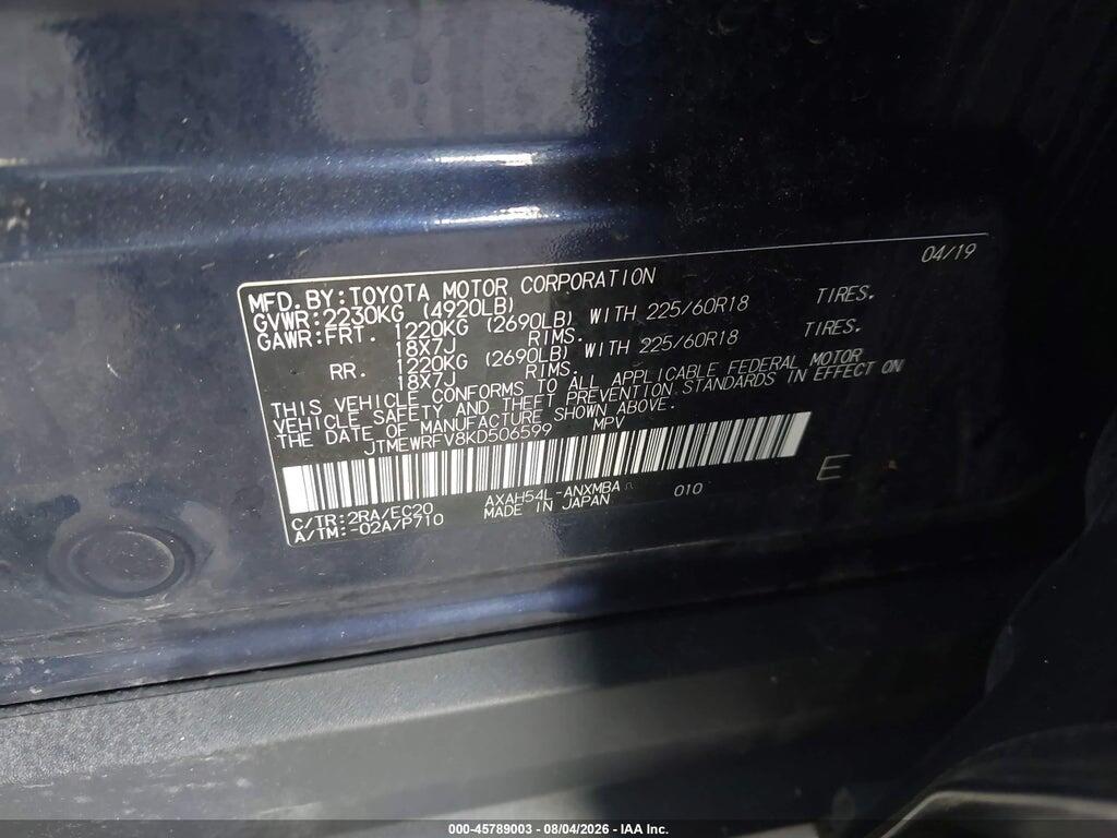 JTMEWRFV8KD506599 2019 TOYOTA RAV4 HYBRID photo no. 9