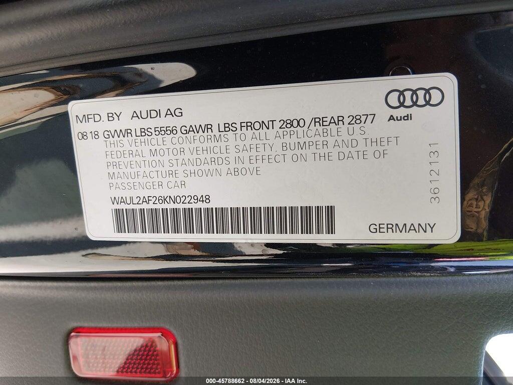 WAUL2AF26KN022948 2019 AUDI A6 photo no. 9