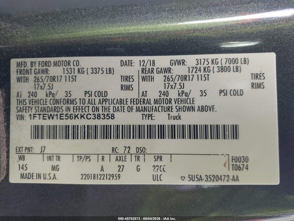 1FTEW1E56KKC38358 2019 FORD F-150 photo no. 9