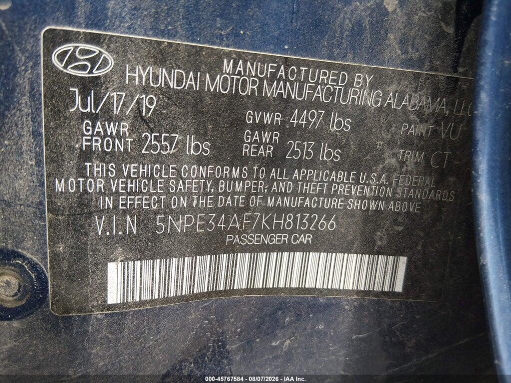 5NPE34AF7KH813266 2019 HYUNDAI SONATA photo no. 9