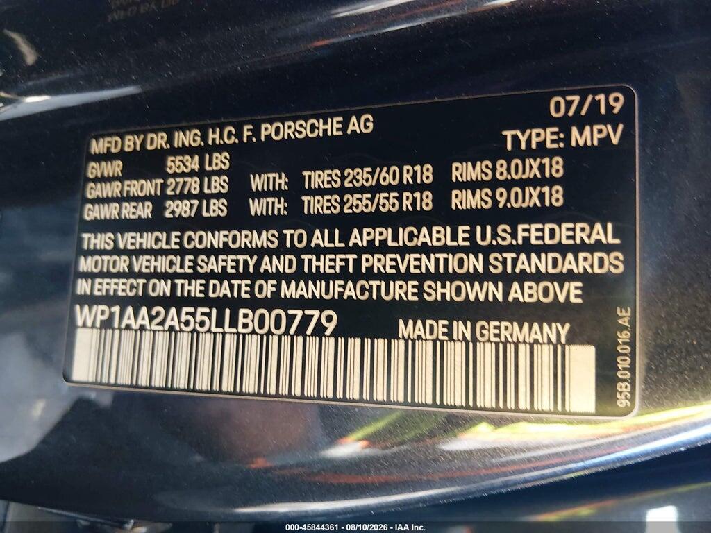 WP1AA2A55LLB00779 2020 PORSCHE MACAN photo no. 9