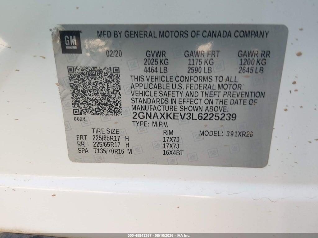 2GNAXKEV3L6225239 2020 CHEVROLET EQUINOX photo no. 9