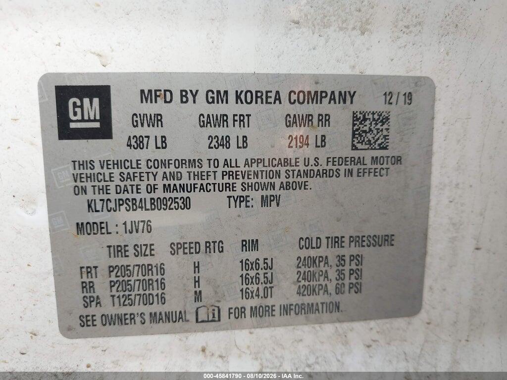 KL7CJPSB4LB092530 2020 CHEVROLET TRAX photo no. 9