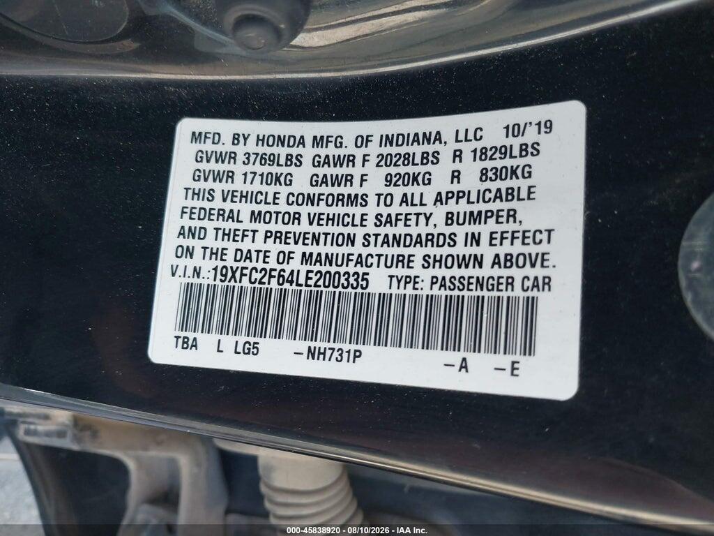 19XFC2F64LE200335 2020 HONDA CIVIC photo no. 9