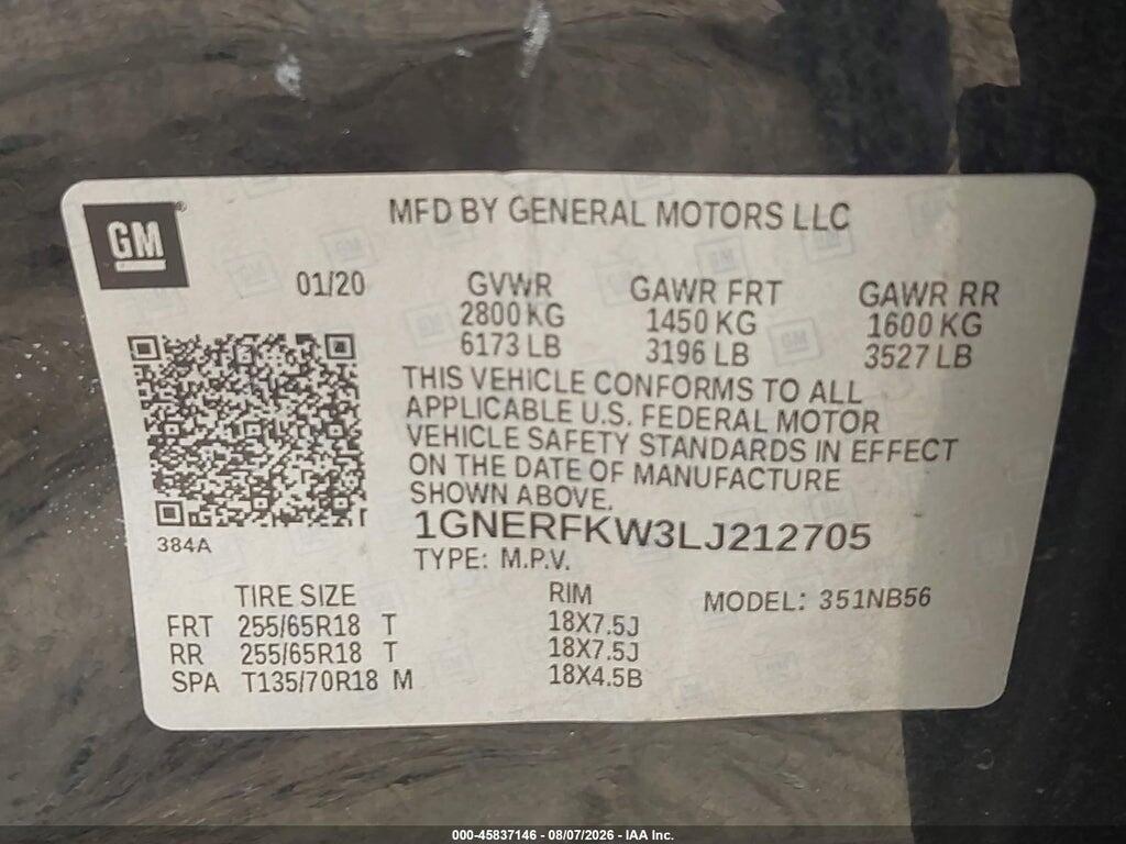 1GNERFKW3LJ212705 2020 CHEVROLET TRAVERSE photo no. 9