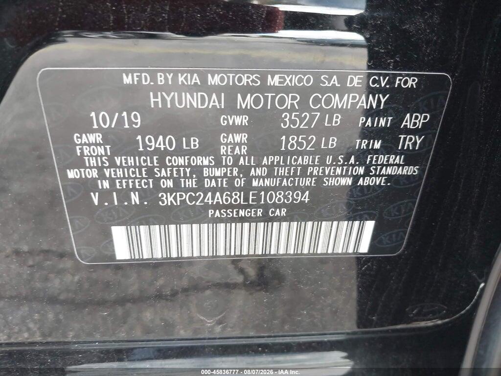 3KPC24A68LE108394 2020 HYUNDAI ACCENT photo no. 9
