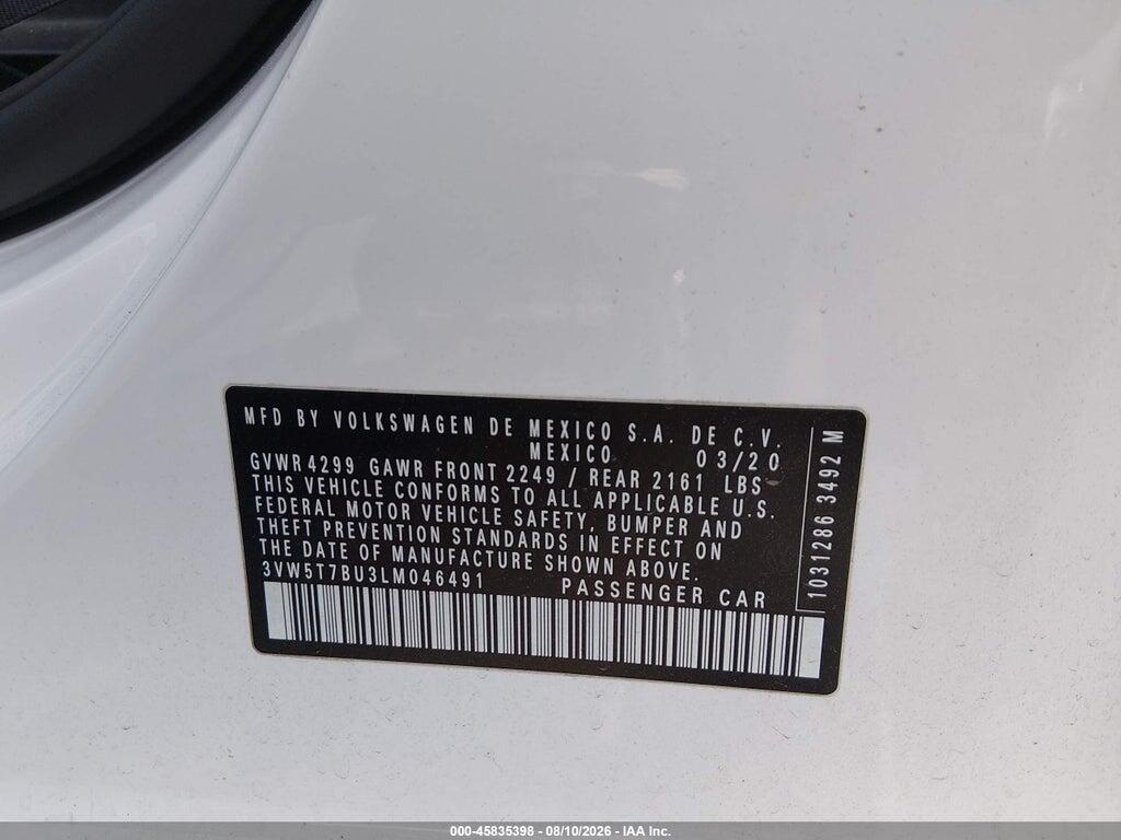 3VW5T7BU3LM046491 2020 VOLKSWAGEN JETTA GLI photo no. 9