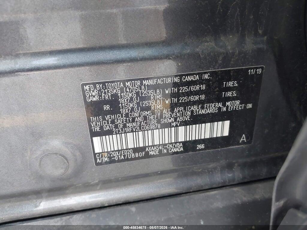 2T3J1RFV2LC069878 2020 TOYOTA RAV4 photo no. 9
