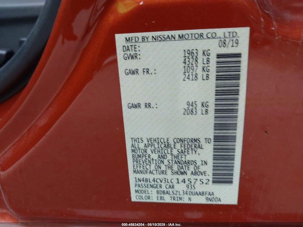 1N4BL4CV3LC145752 2020 NISSAN ALTIMA photo no. 9