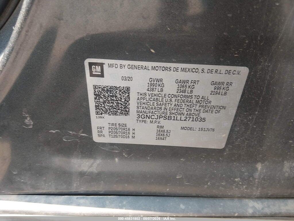 3GNCJPSB1LL271035 2020 CHEVROLET TRAX photo no. 9