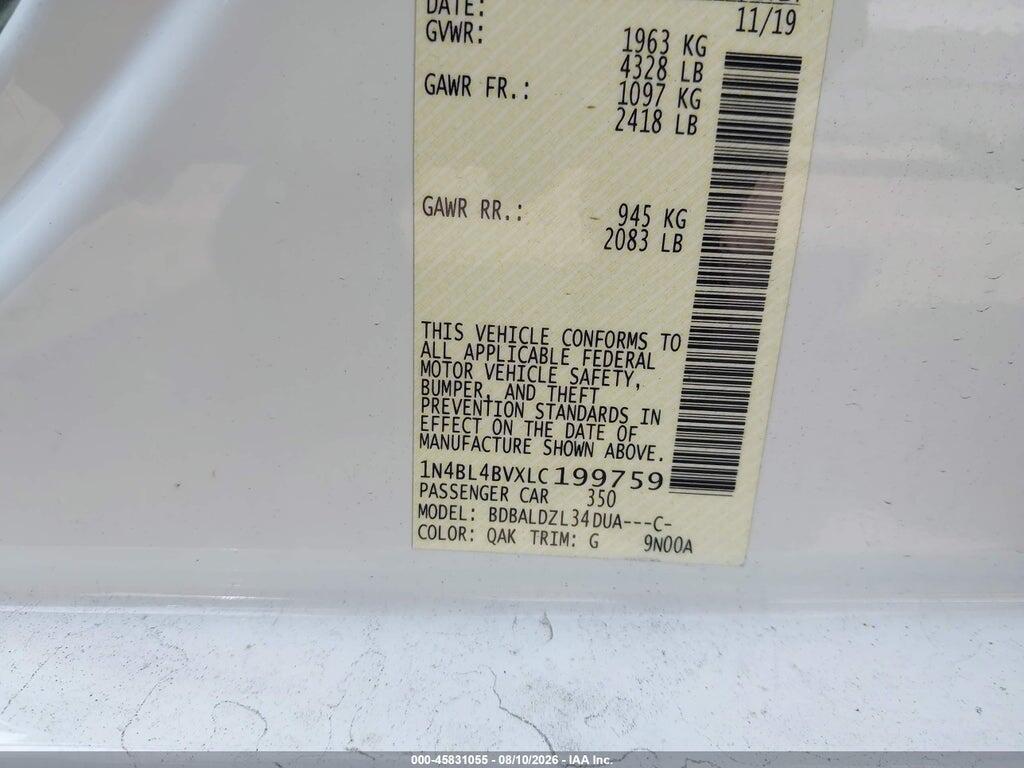 1N4BL4BVXLC199759 2020 NISSAN ALTIMA photo no. 9