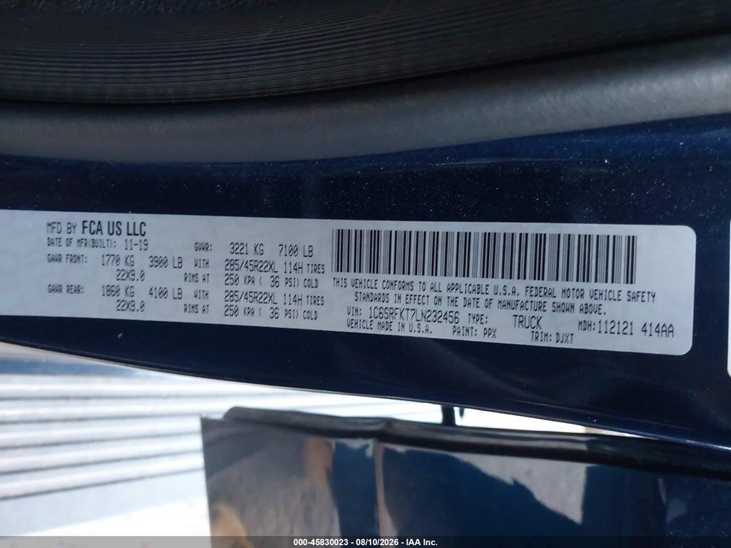 1C6SRFKT7LN232456 2020 RAM 1500 photo no. 9