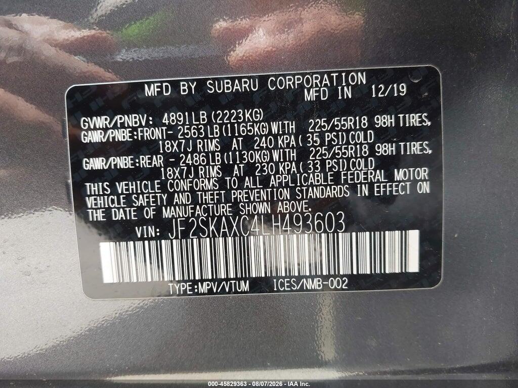 JF2SKAXC4LH493603 2020 SUBARU FORESTER photo no. 9