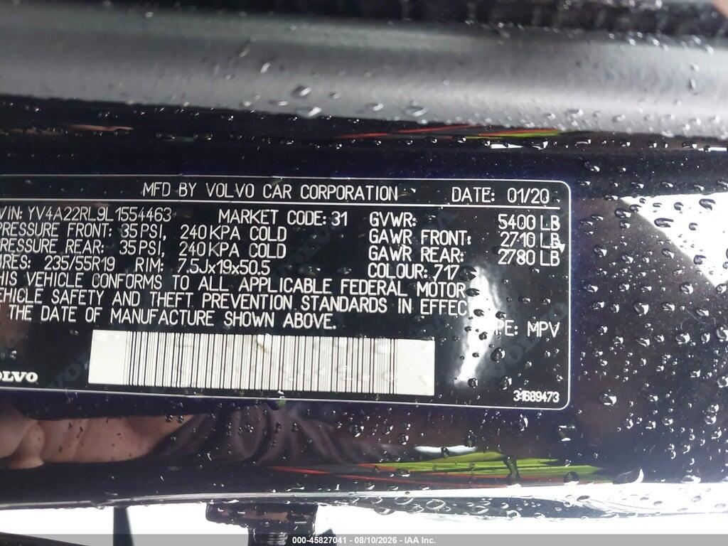YV4A22RL9L1554463 2020 VOLVO XC60 photo no. 9