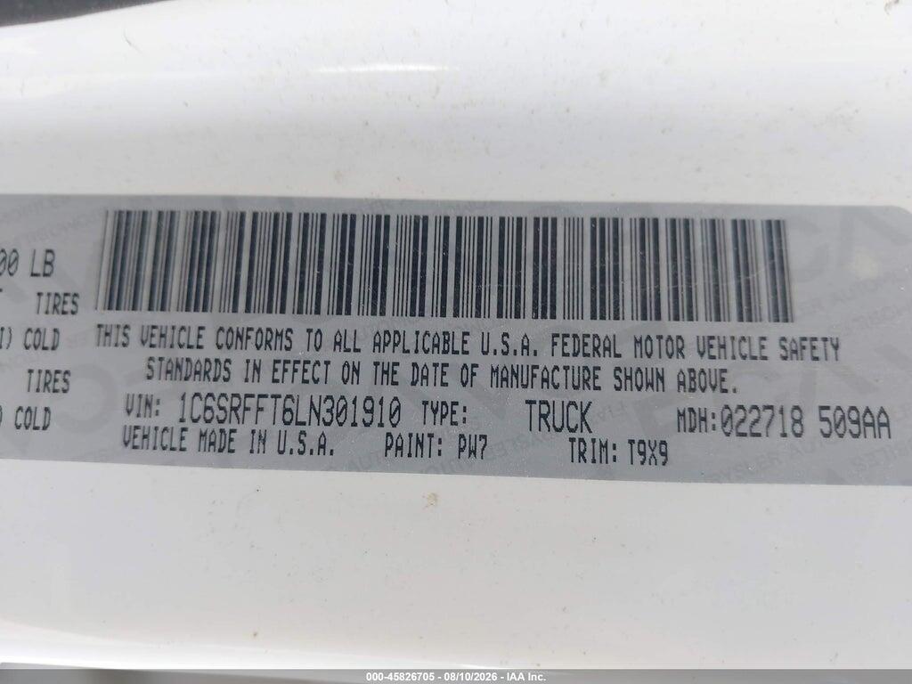 1C6SRFFT6LN301910 2020 RAM 1500 photo no. 9