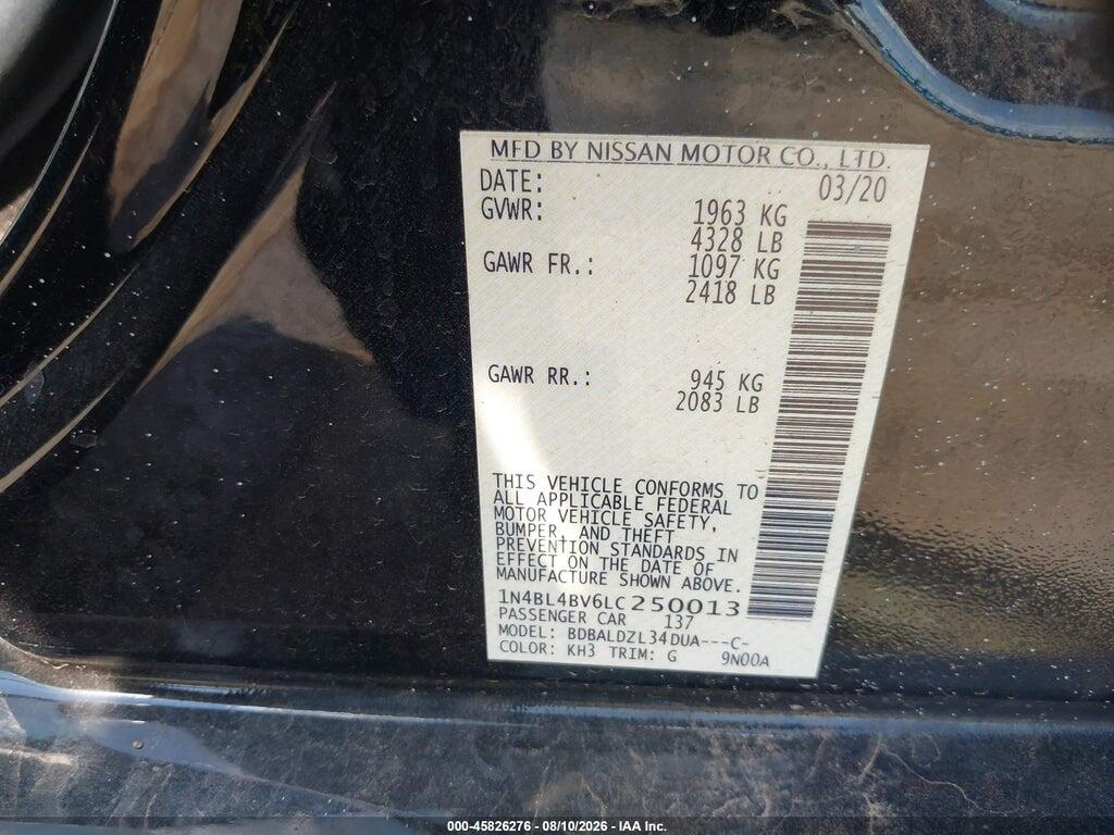 1N4BL4BV4LC250013 2020 NISSAN ALTIMA photo no. 9