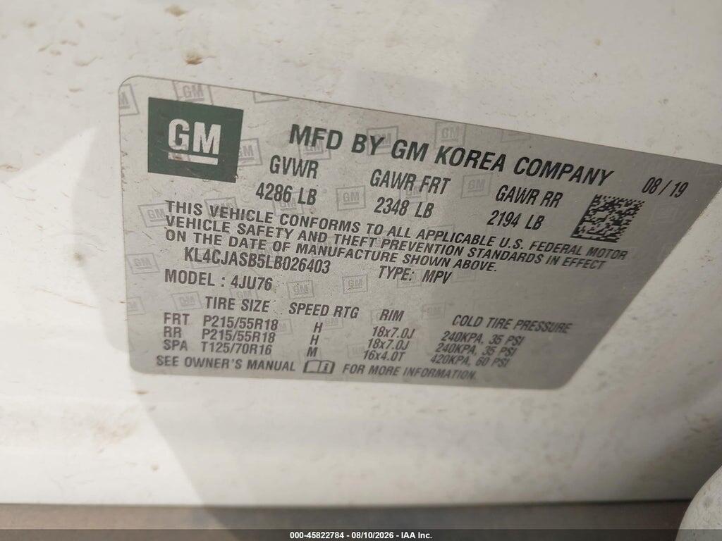 KL4CJASB5LB026403 2020 BUICK ENCORE photo no. 9