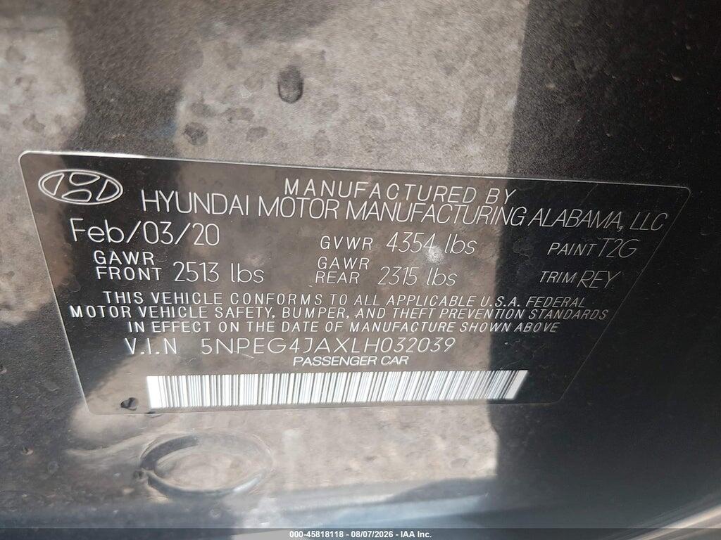 5NPEG4JAXLH032039 2020 HYUNDAI SONATA photo no. 9