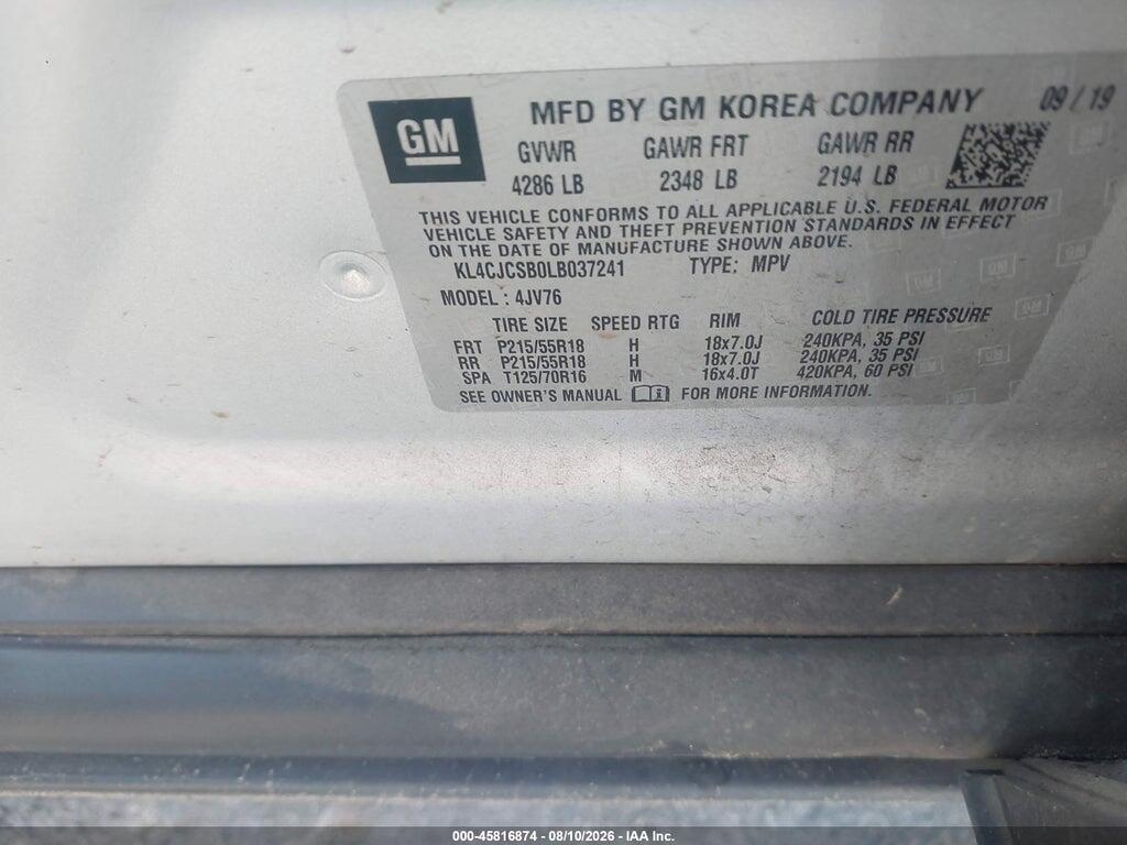 KL4CJCSB0LB037241 2020 BUICK ENCORE photo no. 9