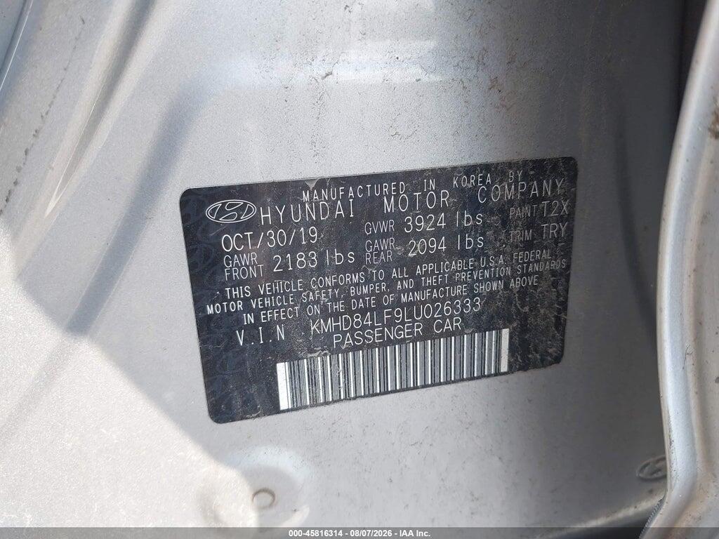 KMHD84LF9LU026333 2020 HYUNDAI ELANTRA photo no. 9