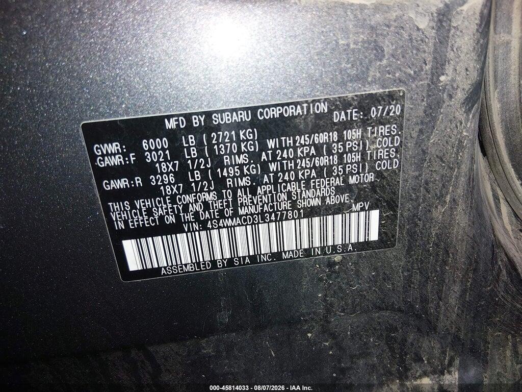 4S4WMACD3L3477801 2020 SUBARU ASCENT photo no. 9