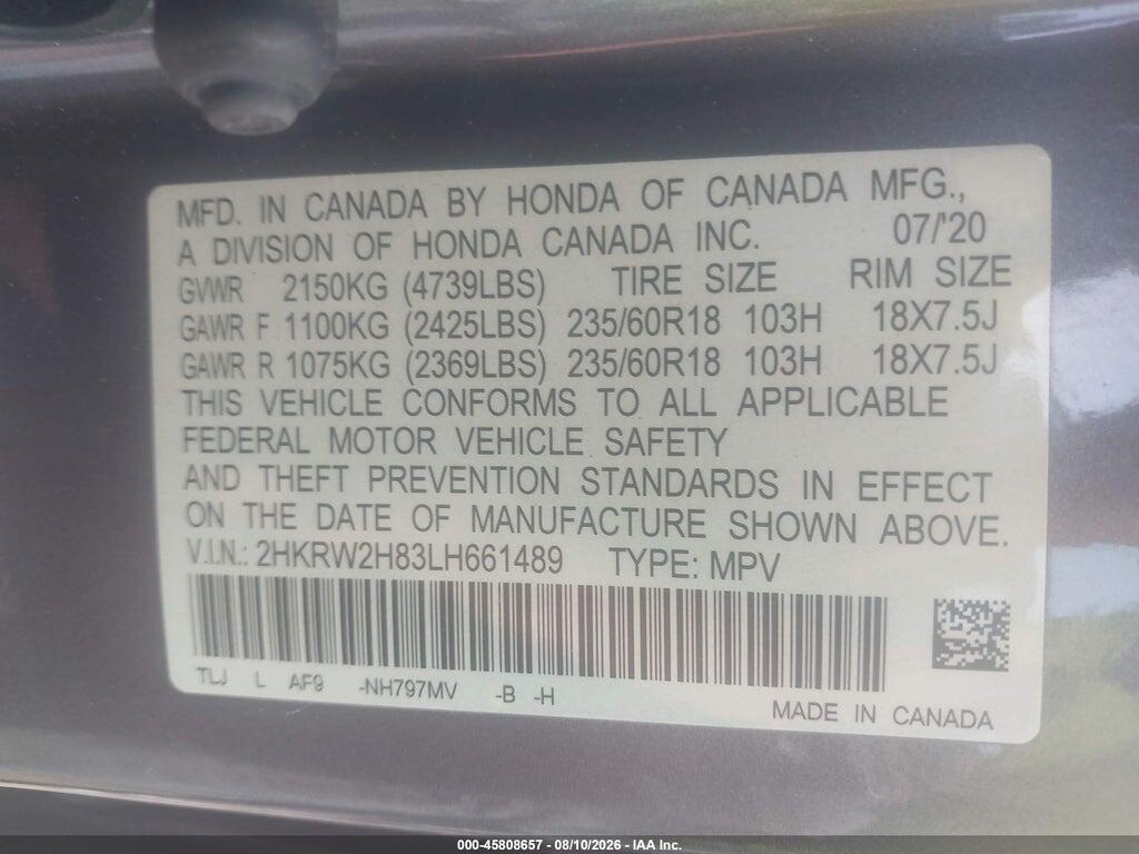 2HKRW2H83LH661489 2020 HONDA CR-V photo no. 9