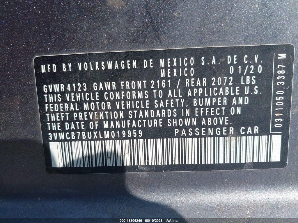 3VWCB7BUXLM019959 2020 VOLKSWAGEN JETTA photo no. 9