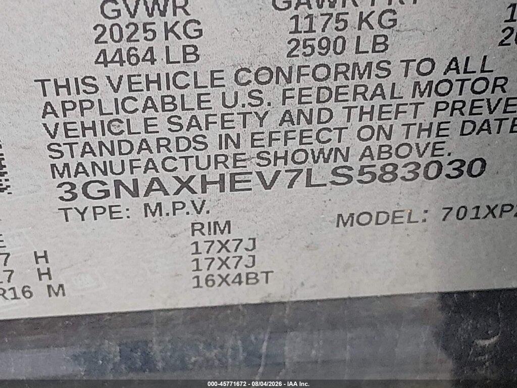 3GNAXHEV7LS583030 2020 CHEVROLET EQUINOX photo no. 9