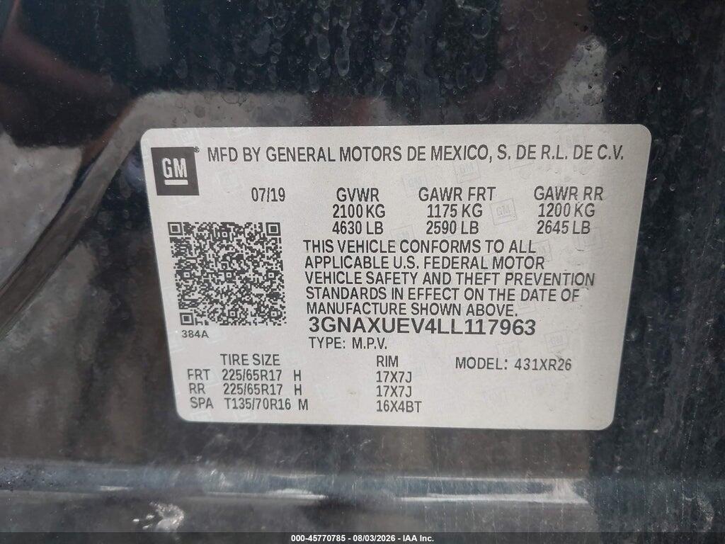 3GNAXUEV4LL117963 2020 CHEVROLET EQUINOX photo no. 9