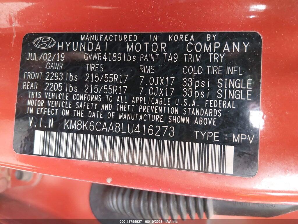 KM8K6CAA8LU416273 2020 HYUNDAI KONA photo no. 9