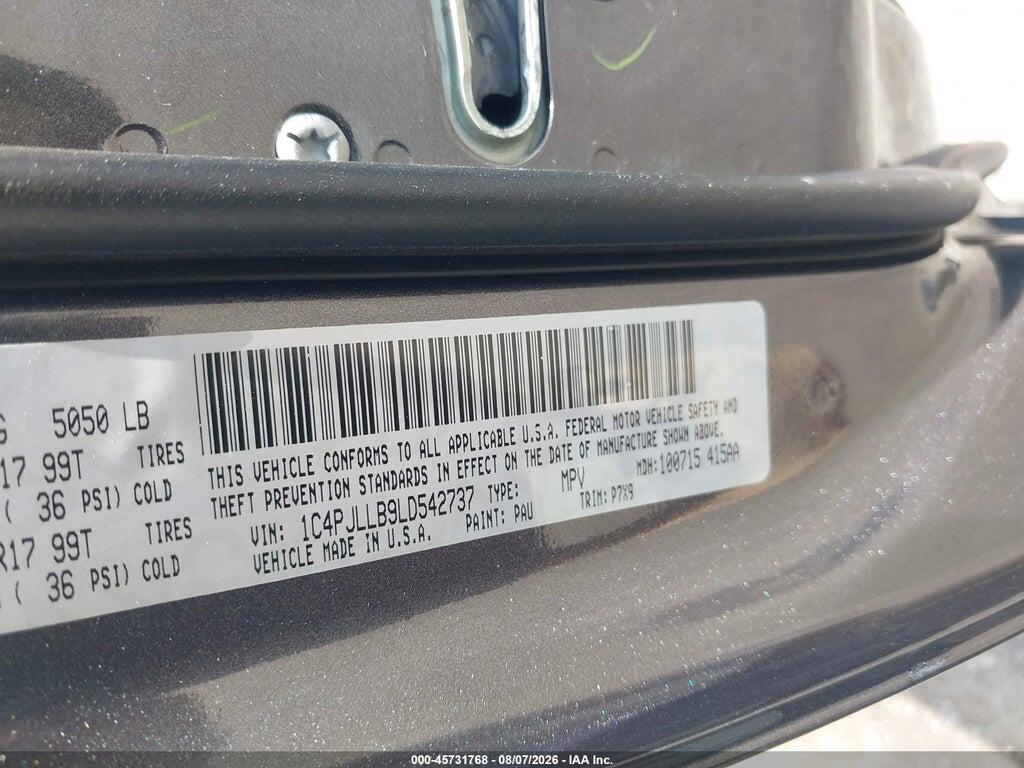 1C4PJLLB9LD542737 2020 JEEP CHEROKEE photo no. 9