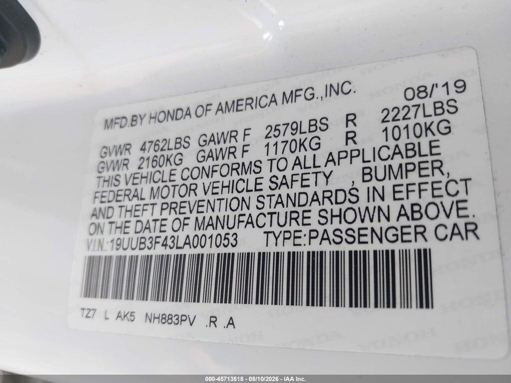 19UUB3F43LA001053 2020 ACURA TLX photo no. 9