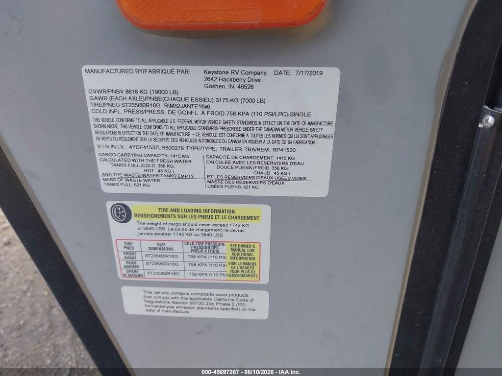 4YDF41537LR800279 2020 KEYSTONE RAPTURE 413 photo no. 7