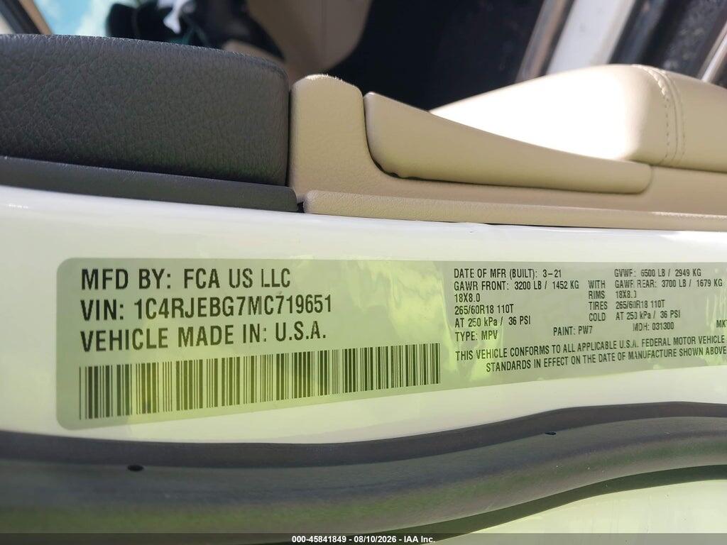 1C4RJEBG7MC719651 2021 JEEP GRAND CHEROKEE photo no. 9