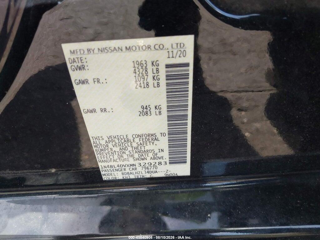 1N4BL4DVXMN329283 2021 NISSAN ALTIMA photo no. 9