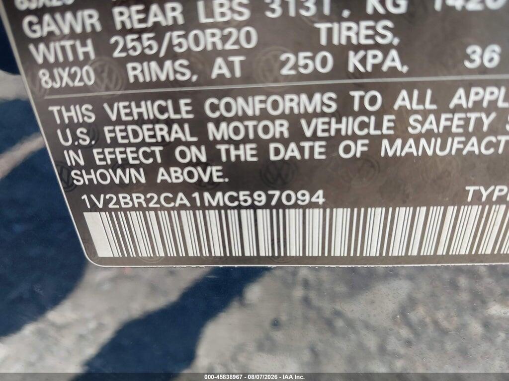 1V2BR2CA1MC597094 2021 VOLKSWAGEN ATLAS photo no. 9